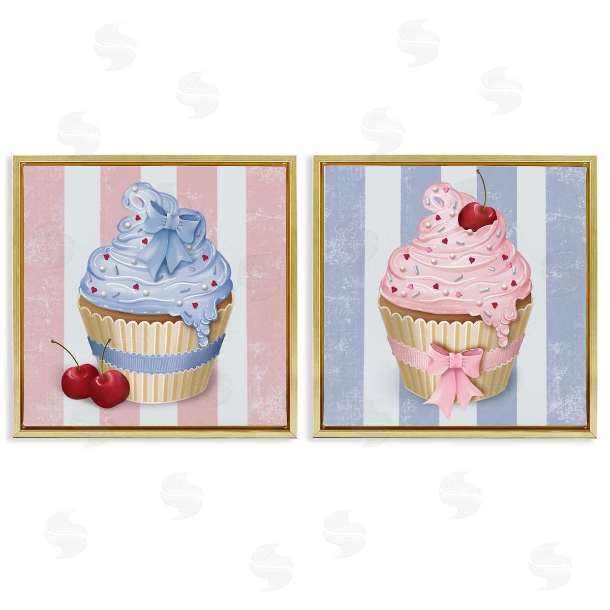 Lori Mosley Pink & Blue Cupcakes Canvas Wall Art Print