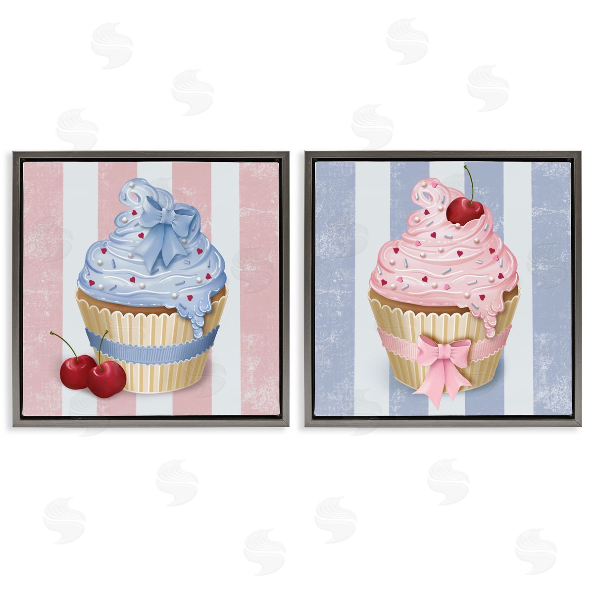 Lori Mosley Pink & Blue Cupcakes Canvas Wall Art Print