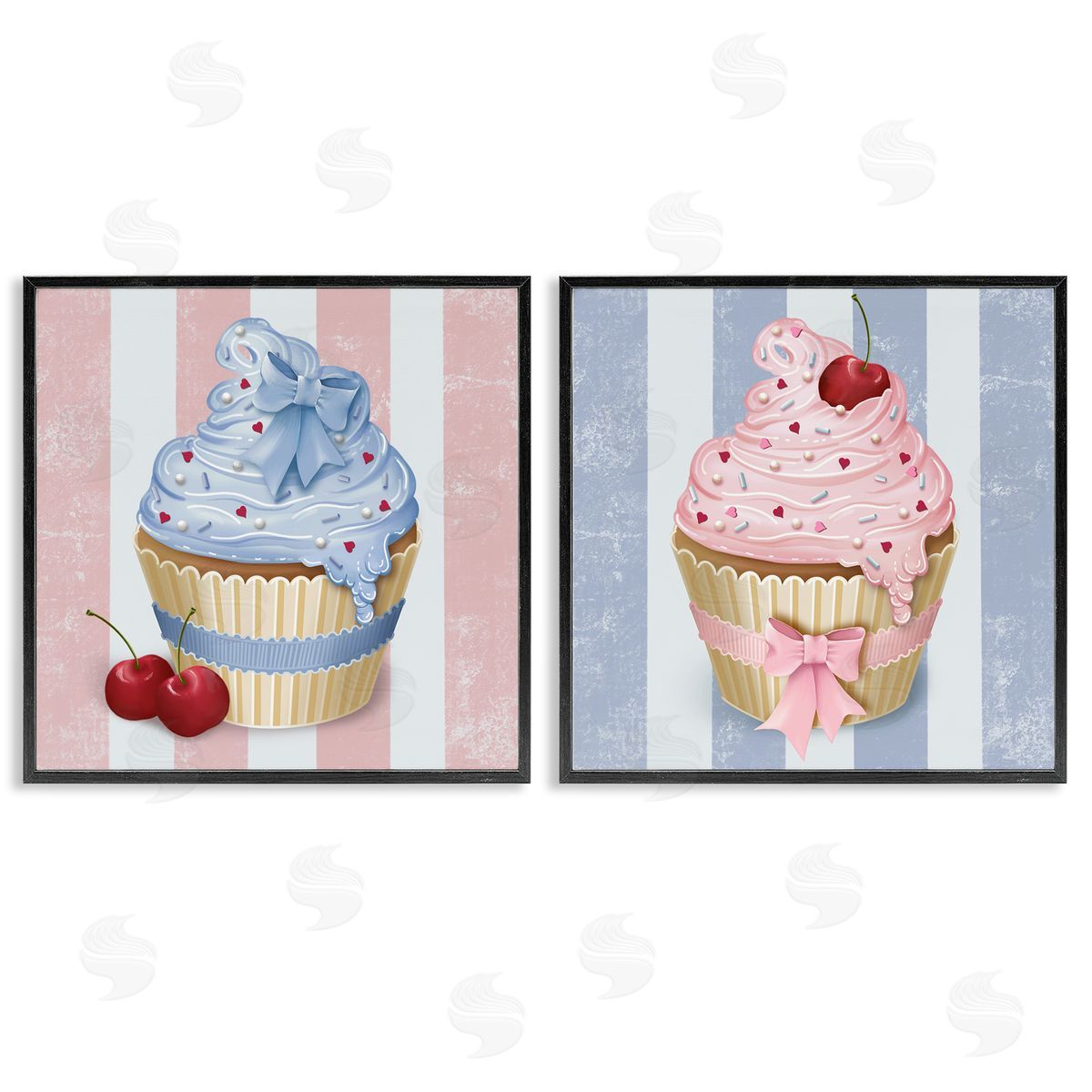 Lori Mosley Pink & Blue Cupcakes Canvas Wall Art Print