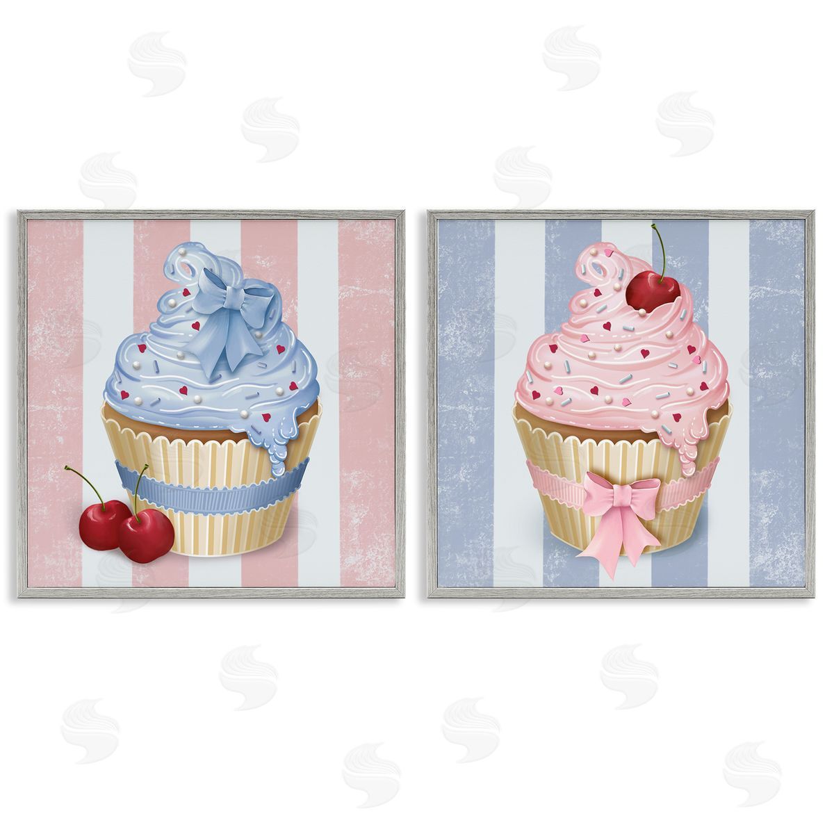 Lori Mosley Pink & Blue Cupcakes Canvas Wall Art Print