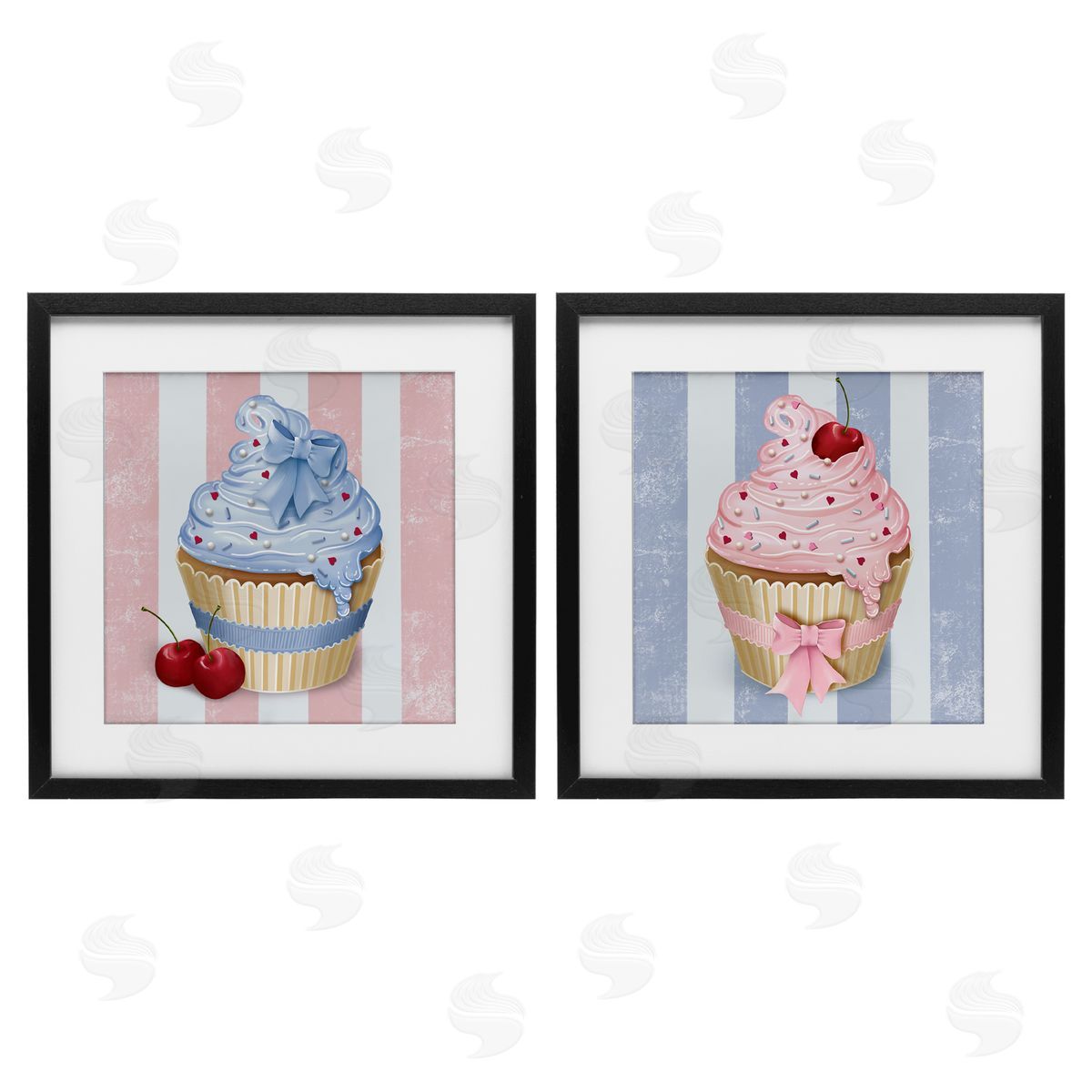 Lori Mosley Pink & Blue Cupcakes Canvas Wall Art Print
