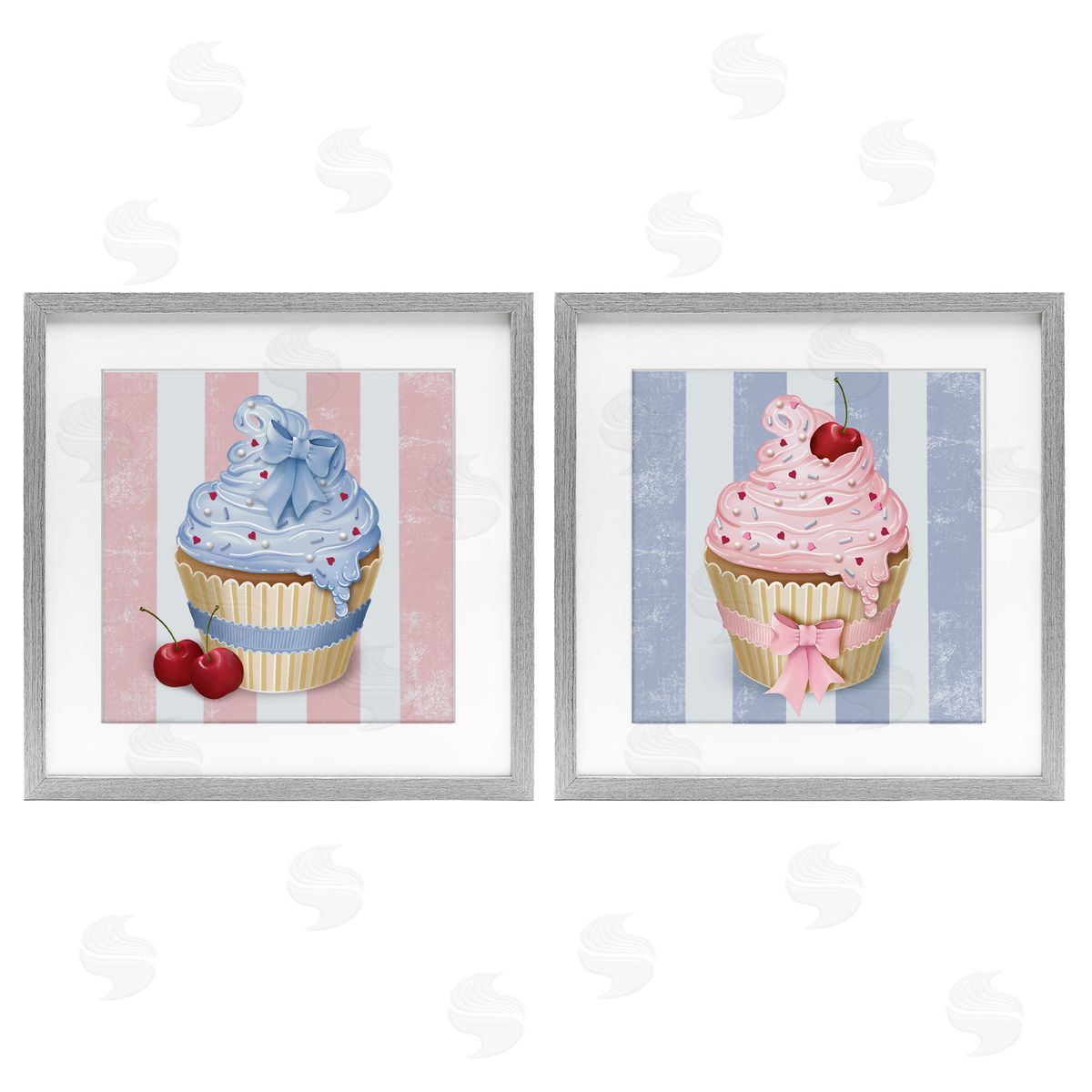 Lori Mosley Pink & Blue Cupcakes Canvas Wall Art Print