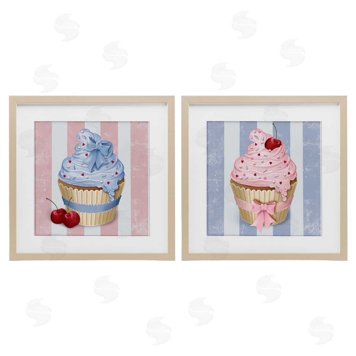 Lori Mosley Pink & Blue Cupcakes Canvas Wall Art Print