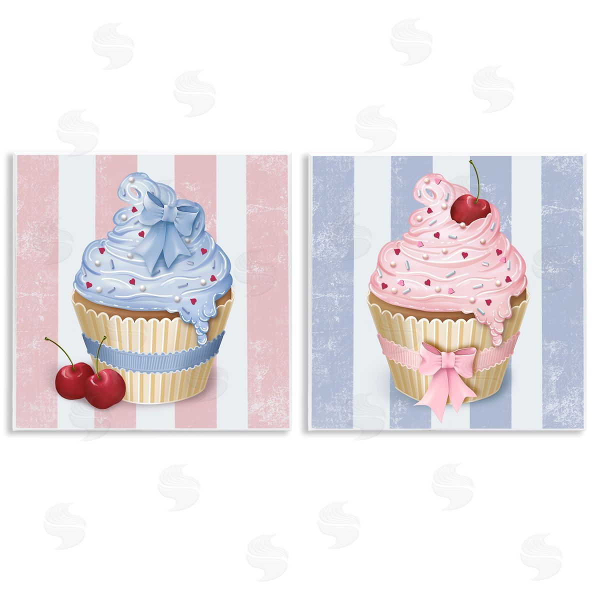 Lori Mosley Pink & Blue Cupcakes Canvas Wall Art Print