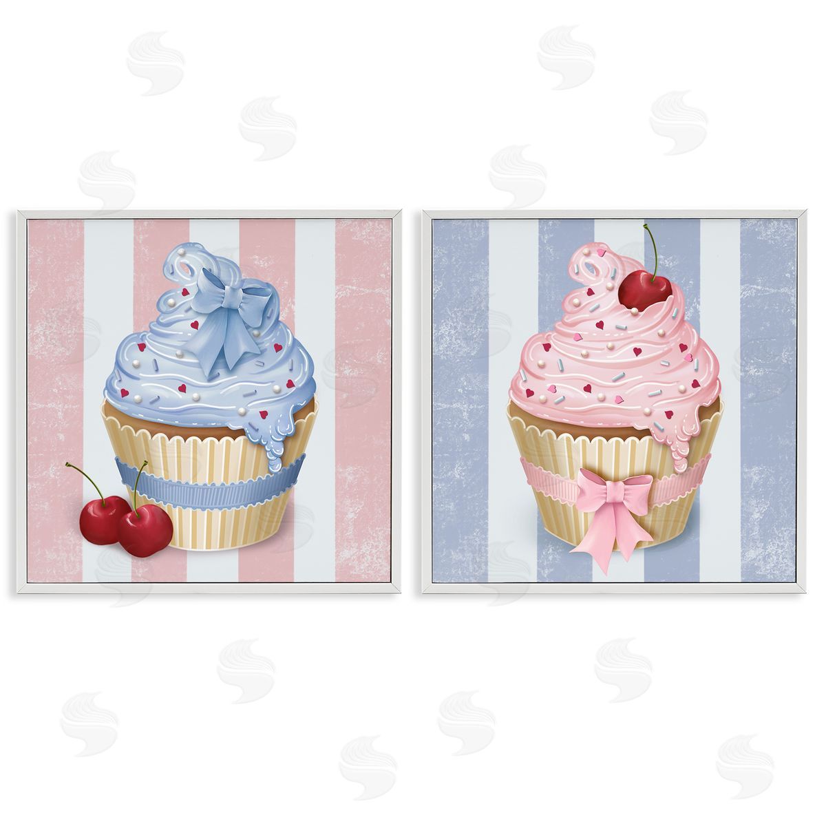 Lori Mosley Pink & Blue Cupcakes Canvas Wall Art Print