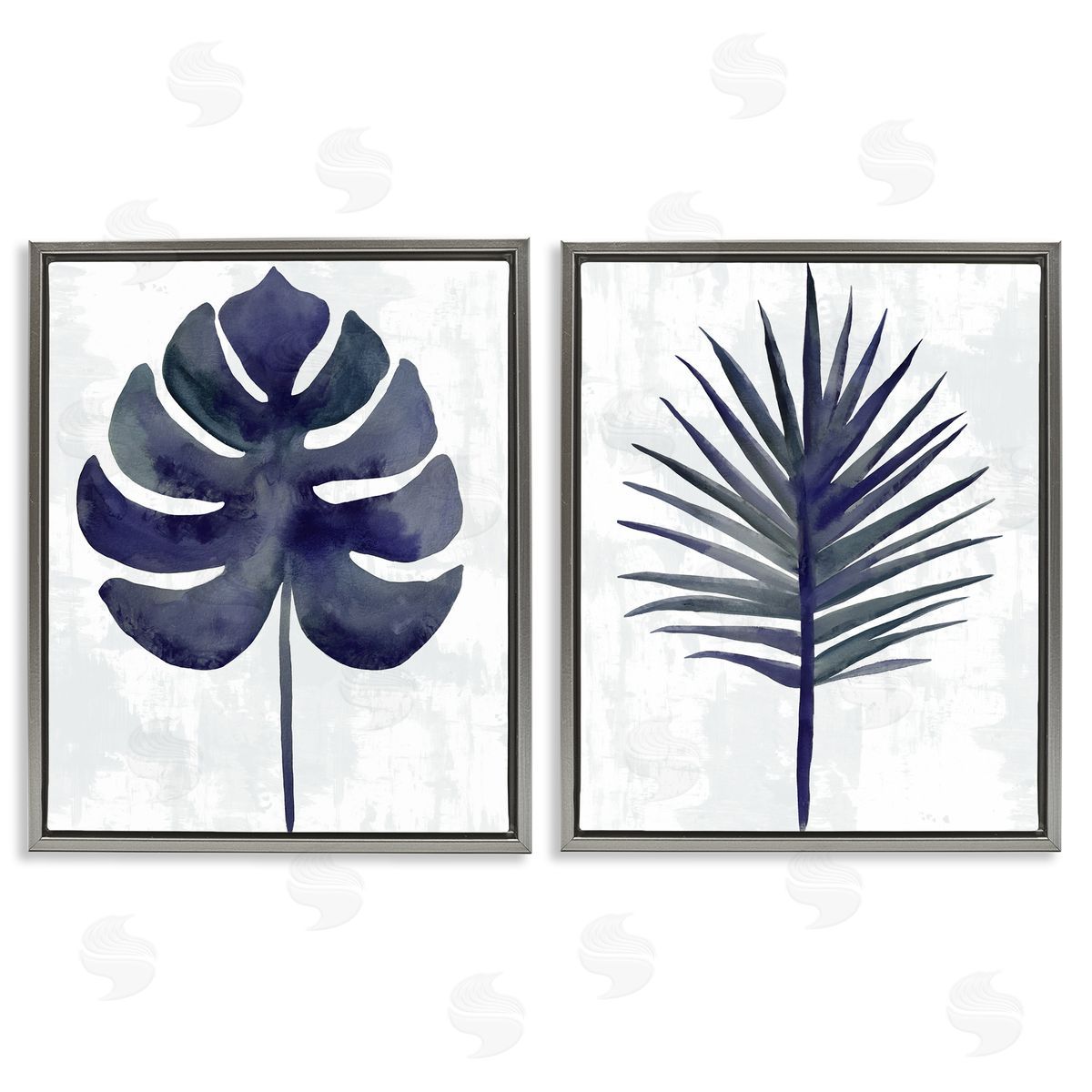 Christie Adams Navy Monstera & Fan Palm Canvas Wall Art Print