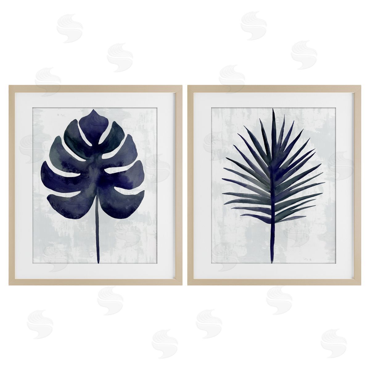 Christie Adams Navy Monstera & Fan Palm Canvas Wall Art Print