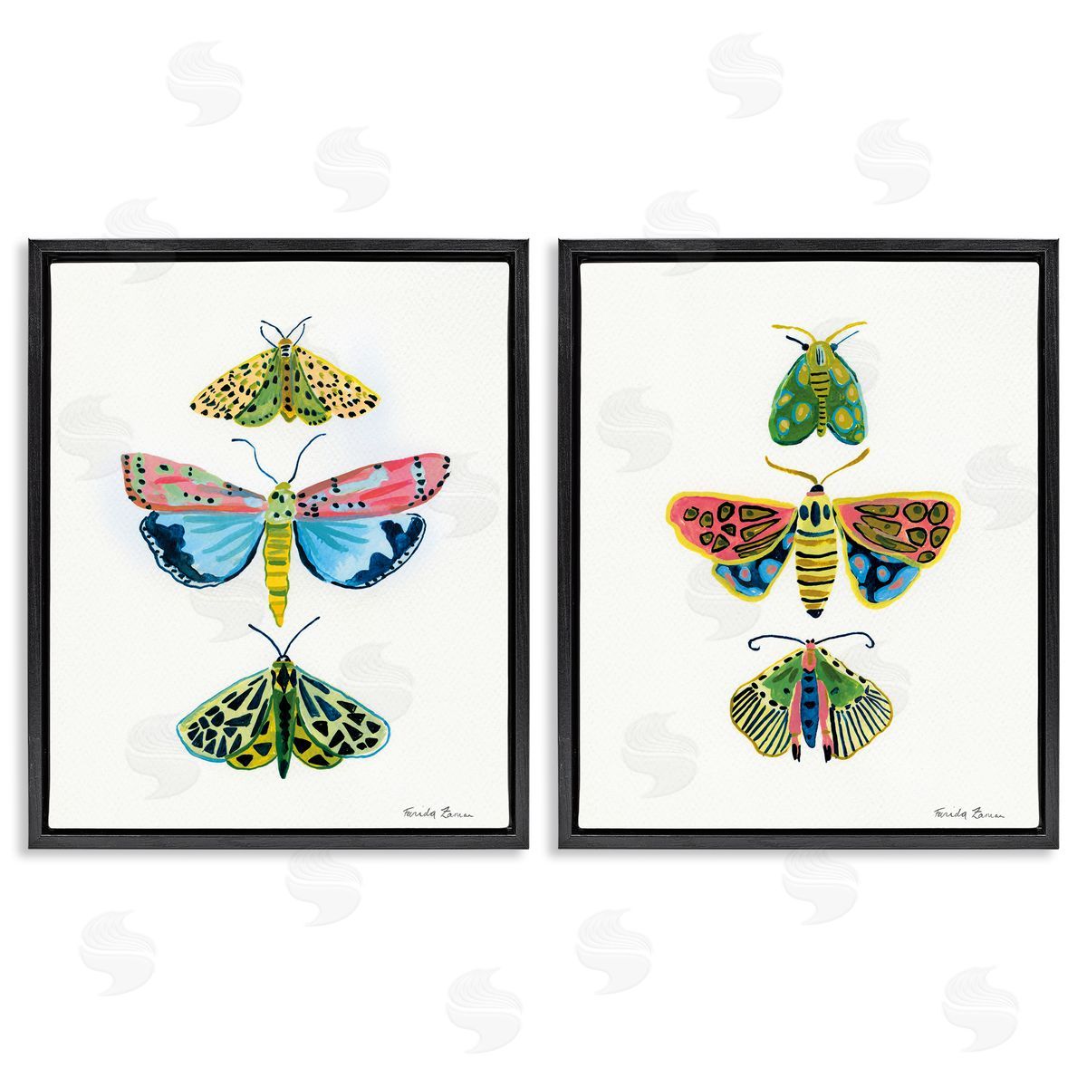 Farida Zaman Bright Moths Symmetry Canvas Wall Art Print