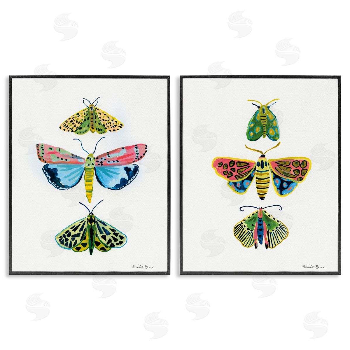 Farida Zaman Bright Moths Symmetry Canvas Wall Art Print