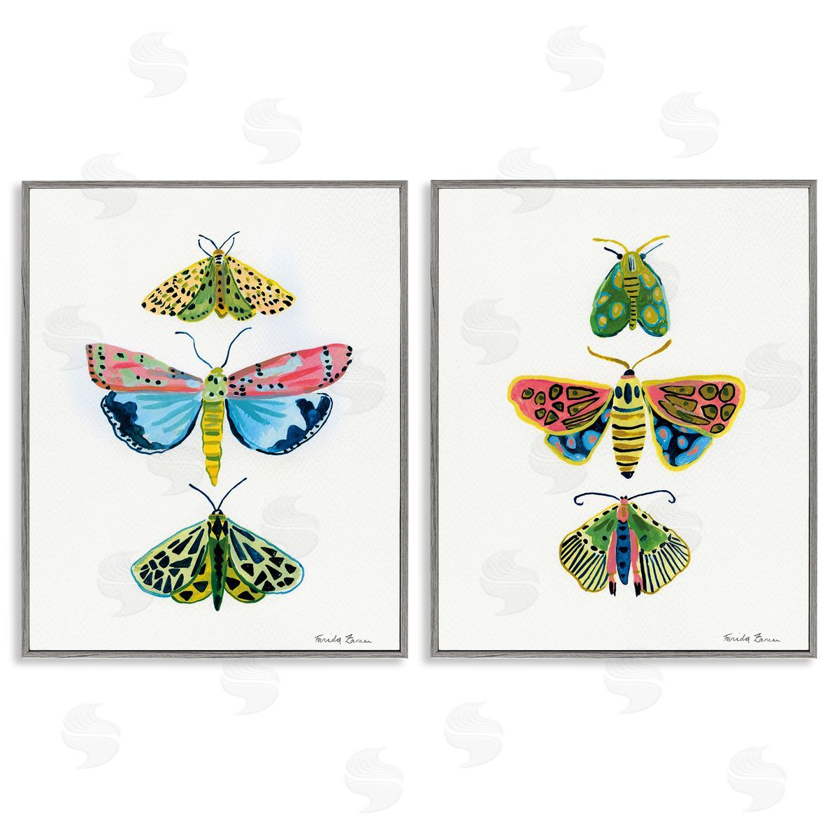 Farida Zaman Bright Moths Symmetry Canvas Wall Art Print