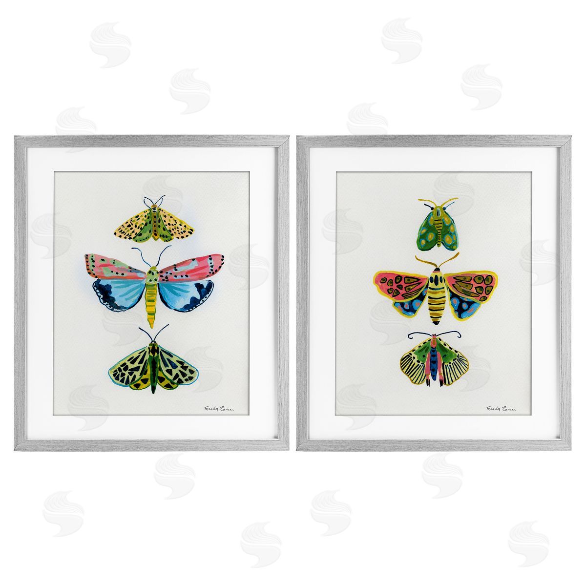 Farida Zaman Bright Moths Symmetry Canvas Wall Art Print