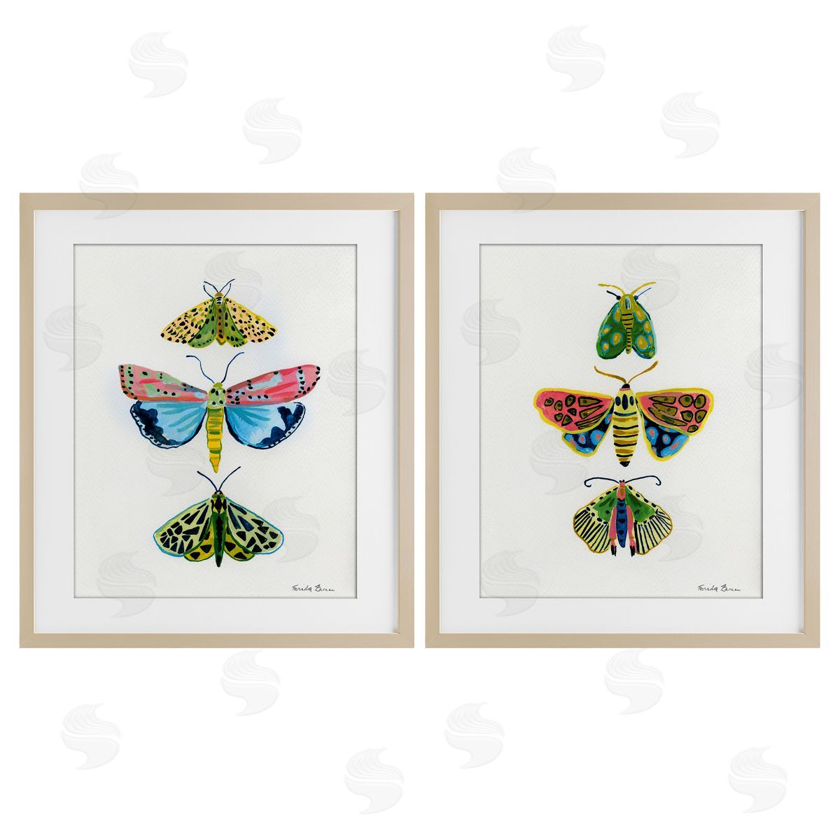 Farida Zaman Bright Moths Symmetry Canvas Wall Art Print