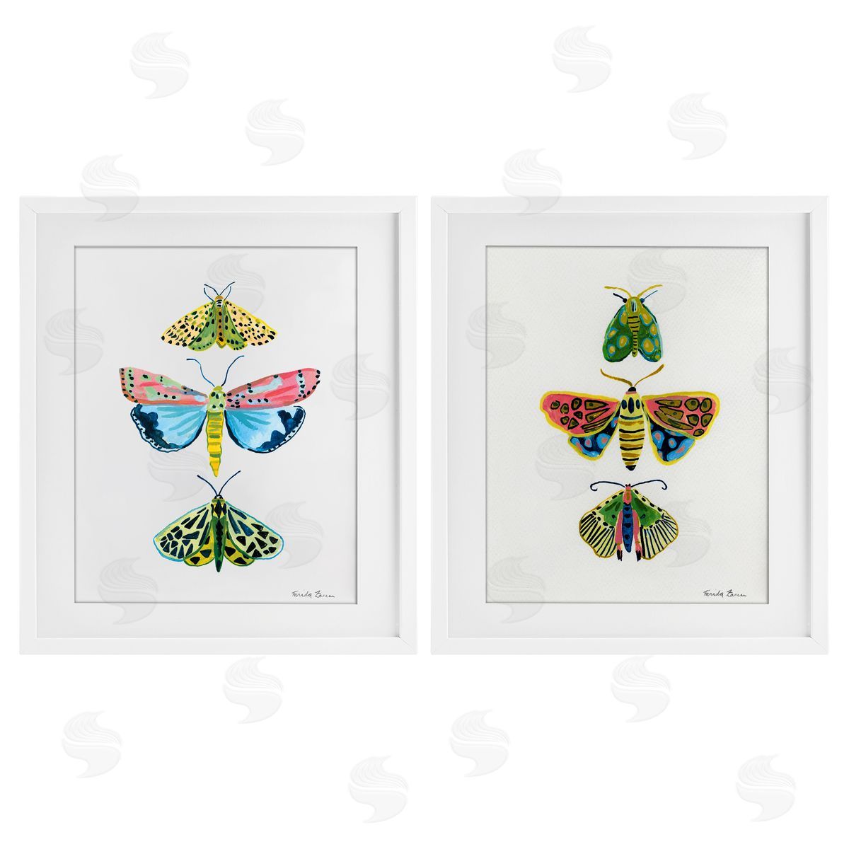 Farida Zaman Bright Moths Symmetry Canvas Wall Art Print