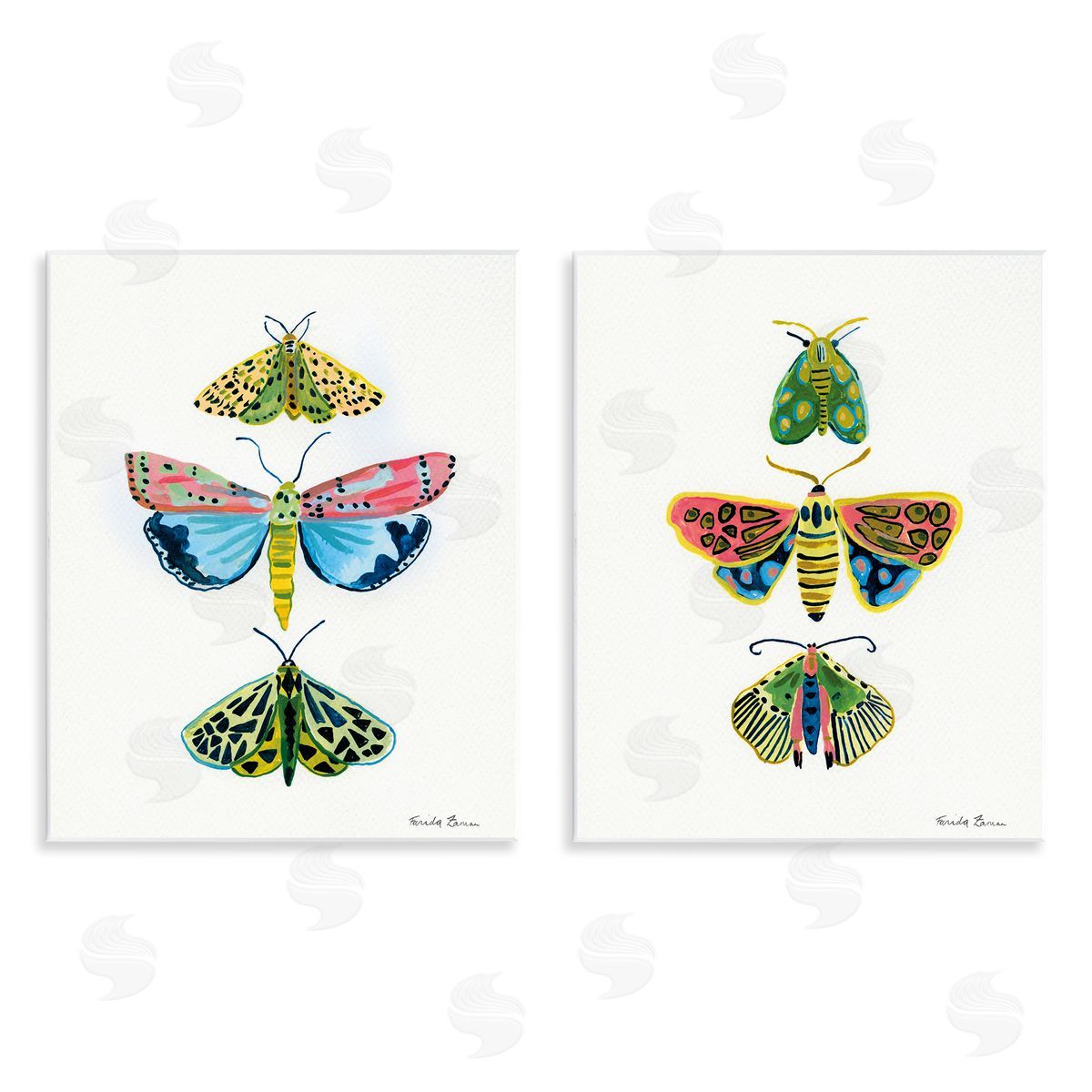Farida Zaman Bright Moths Symmetry Canvas Wall Art Print