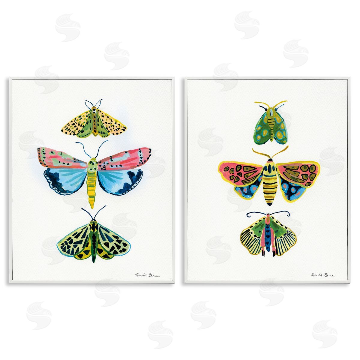 Farida Zaman Bright Moths Symmetry Canvas Wall Art Print