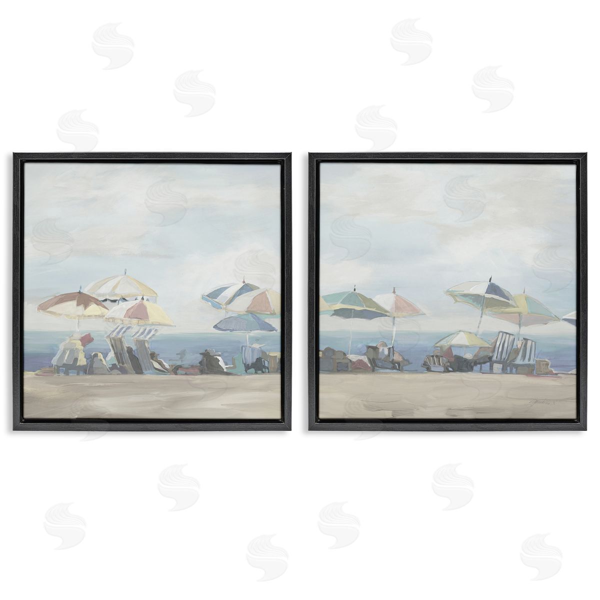 Liz Jardine Pale Beach Day Umbrellas Canvas Wall Art Print