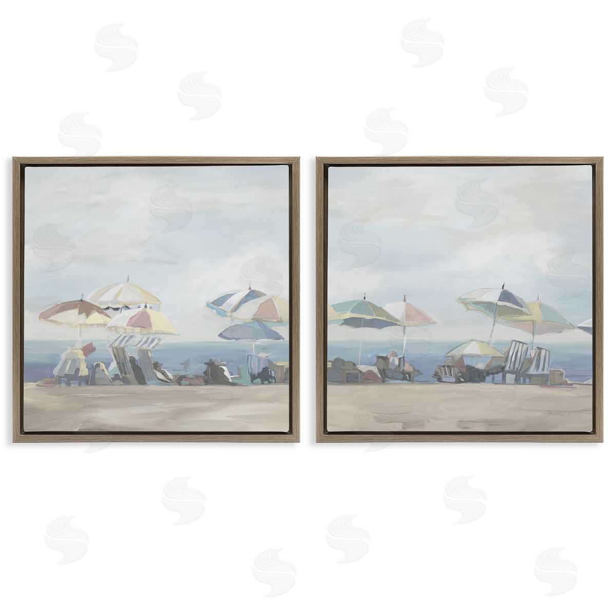 Liz Jardine Pale Beach Day Umbrellas Canvas Wall Art Print