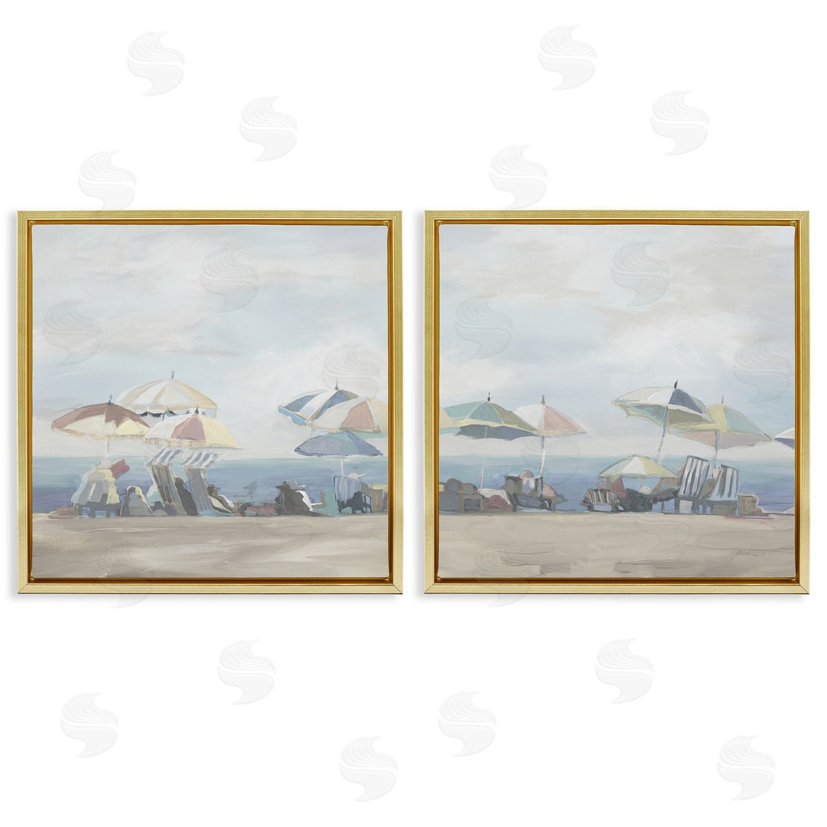 Liz Jardine Pale Beach Day Umbrellas Canvas Wall Art Print