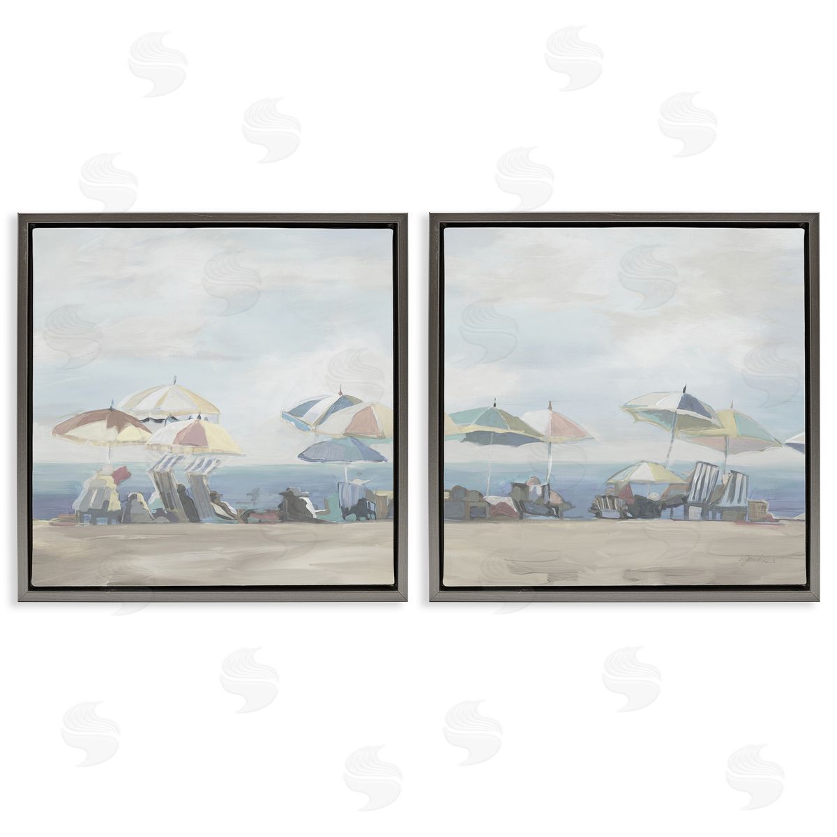 Liz Jardine Pale Beach Day Umbrellas Canvas Wall Art Print