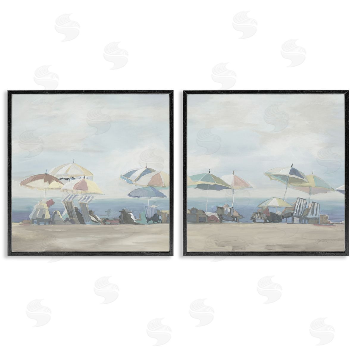 Liz Jardine Pale Beach Day Umbrellas Canvas Wall Art Print