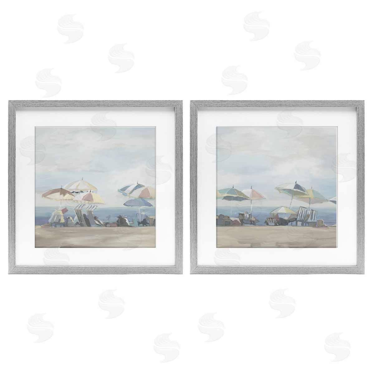 Liz Jardine Pale Beach Day Umbrellas Canvas Wall Art Print