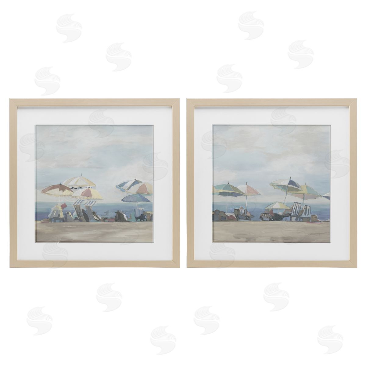 Liz Jardine Pale Beach Day Umbrellas Canvas Wall Art Print