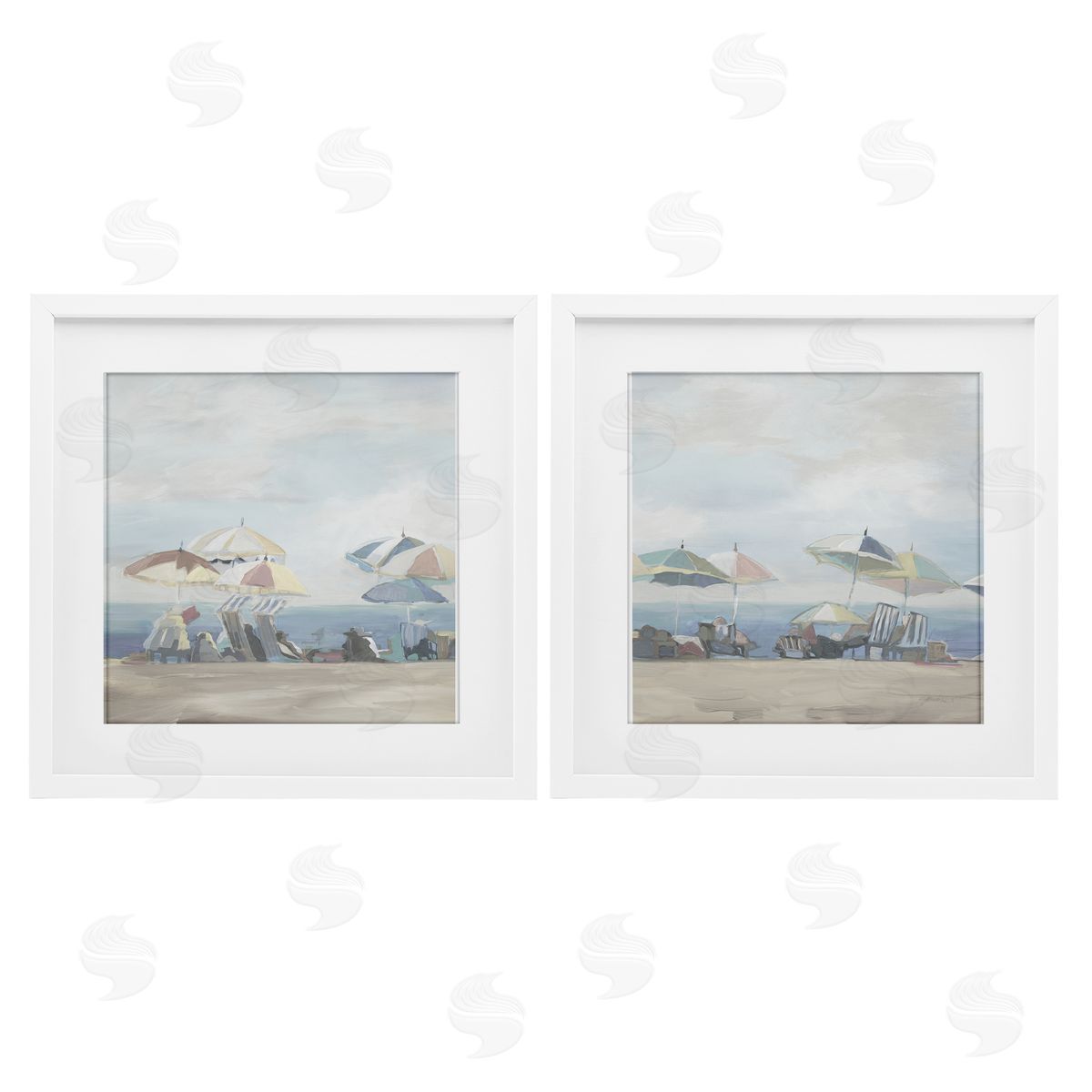 Liz Jardine Pale Beach Day Umbrellas Canvas Wall Art Print