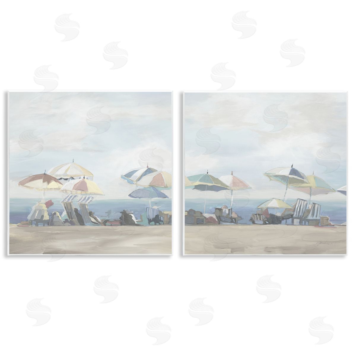 Liz Jardine Pale Beach Day Umbrellas Canvas Wall Art Print