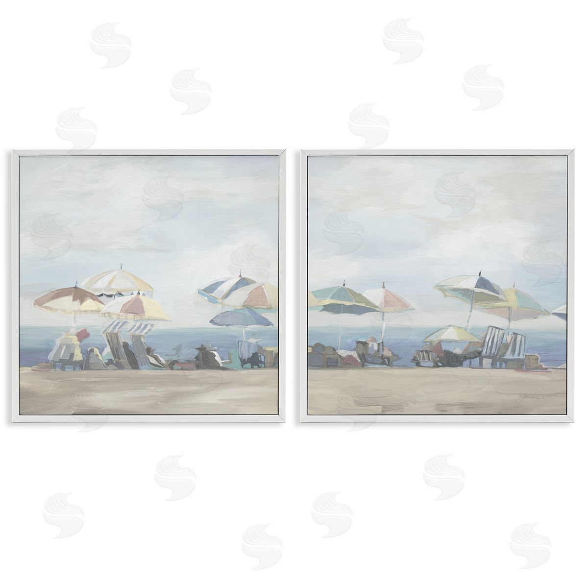 Liz Jardine Pale Beach Day Umbrellas Canvas Wall Art Print