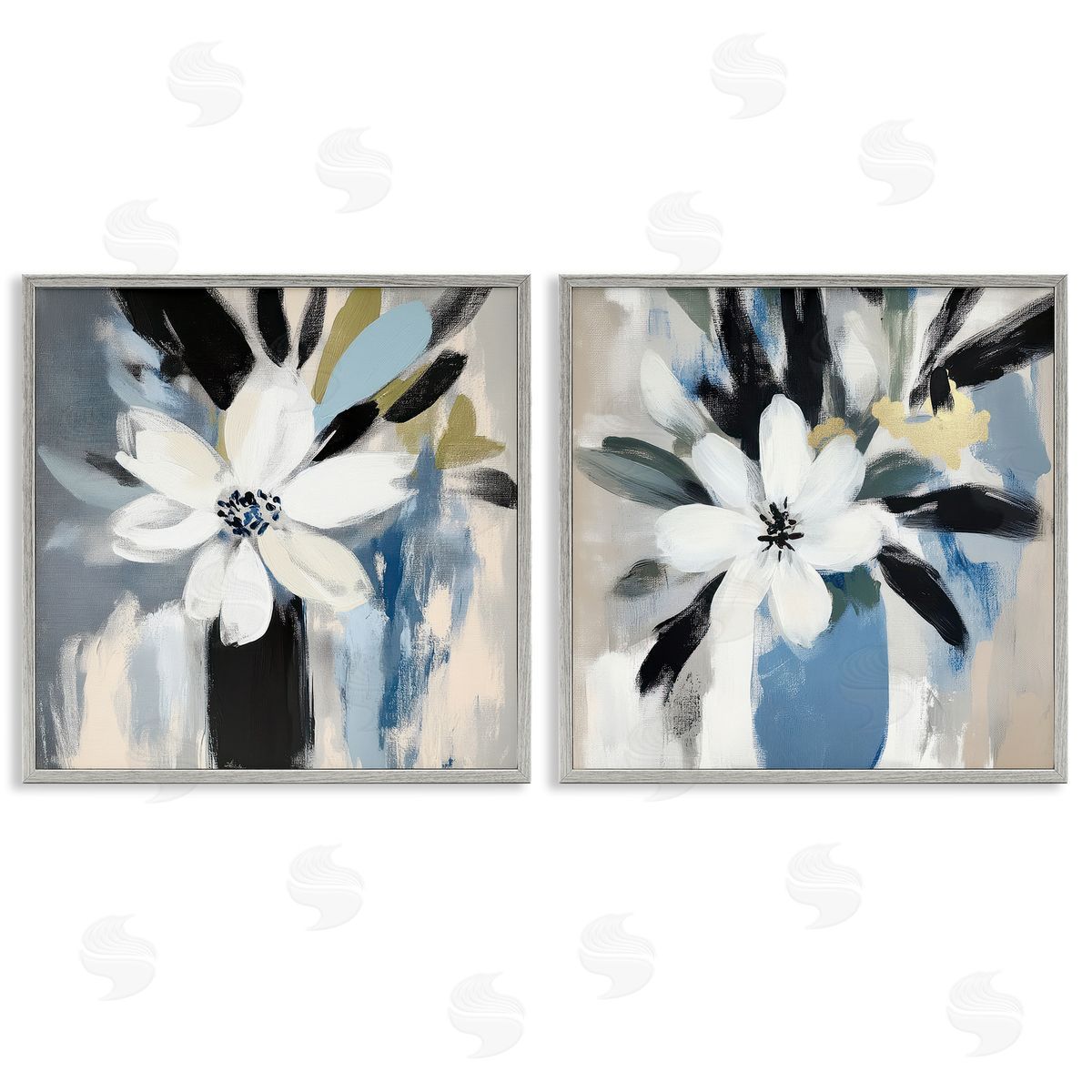 Mona Grace Timeless Florals in White Canvas Wall Art Print