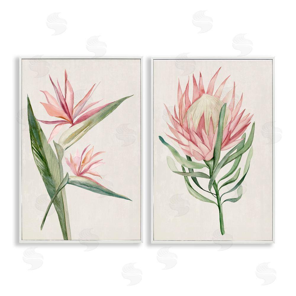 Hannah Dawson Tropical Grace Botanicals White Frame Giclee Art Set