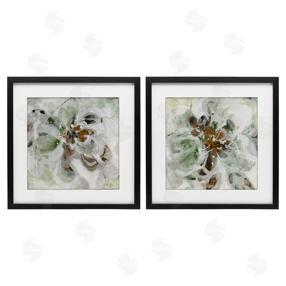 Liz Jardine Reminiscent Floral Abstraction Black Framed Print Under Glass Set