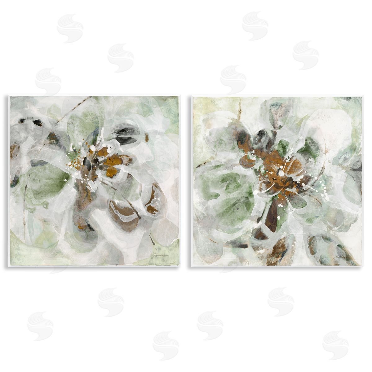 Liz Jardine Reminiscent Floral Abstraction Wall Plaque Printed Art Set