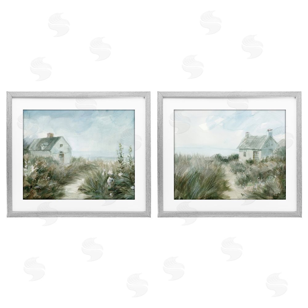 Danhui Nai Paths to Windswept Cottages Gray Framed Print Under Glass Set