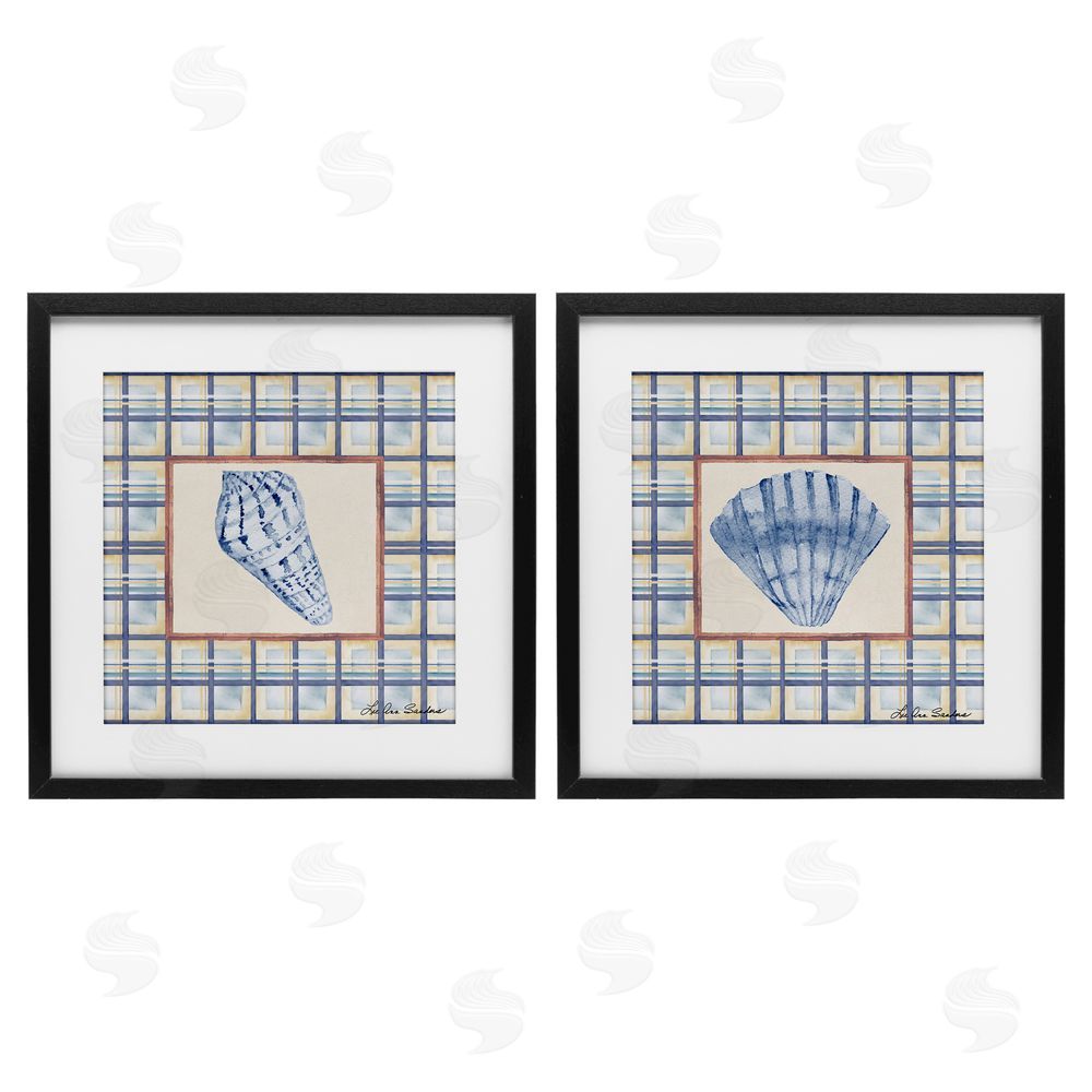Lee Ann Sanders Sea Treasures Over Pattern Black Framed Print Under Glass Set