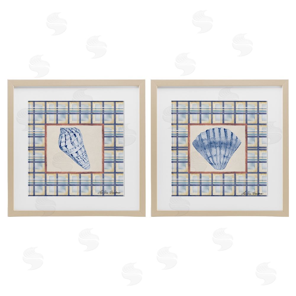 Lee Ann Sanders Sea Treasures Over Pattern Birch Framed Print Under Glass Set