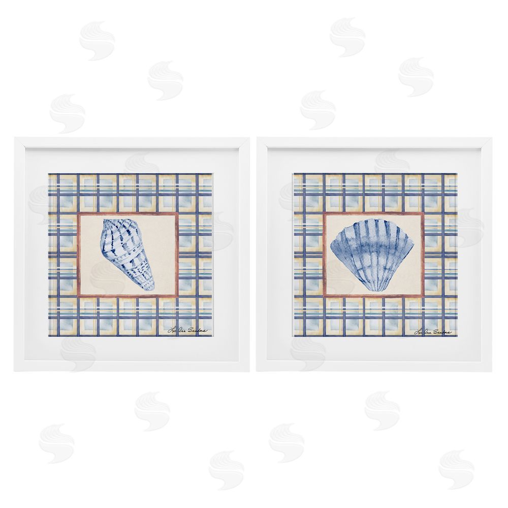 Lee Ann Sanders Sea Treasures Over Pattern White Framed Print Under Glass Set