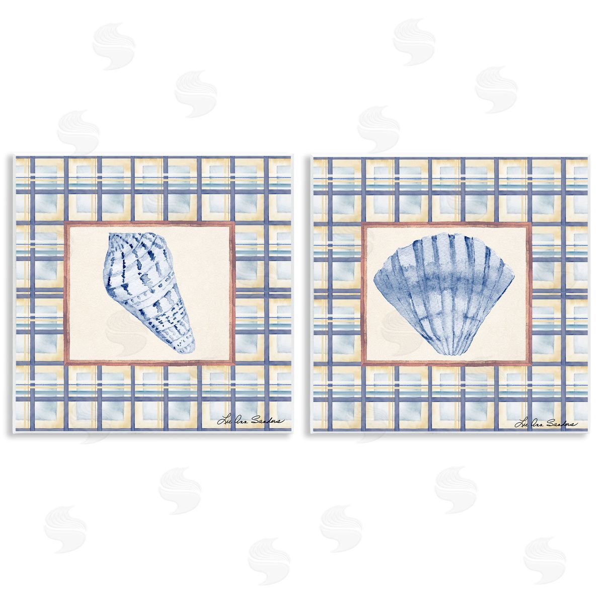 Lee Ann Sanders Sea Treasures Over Pattern Wall Plaque Printed Art Set