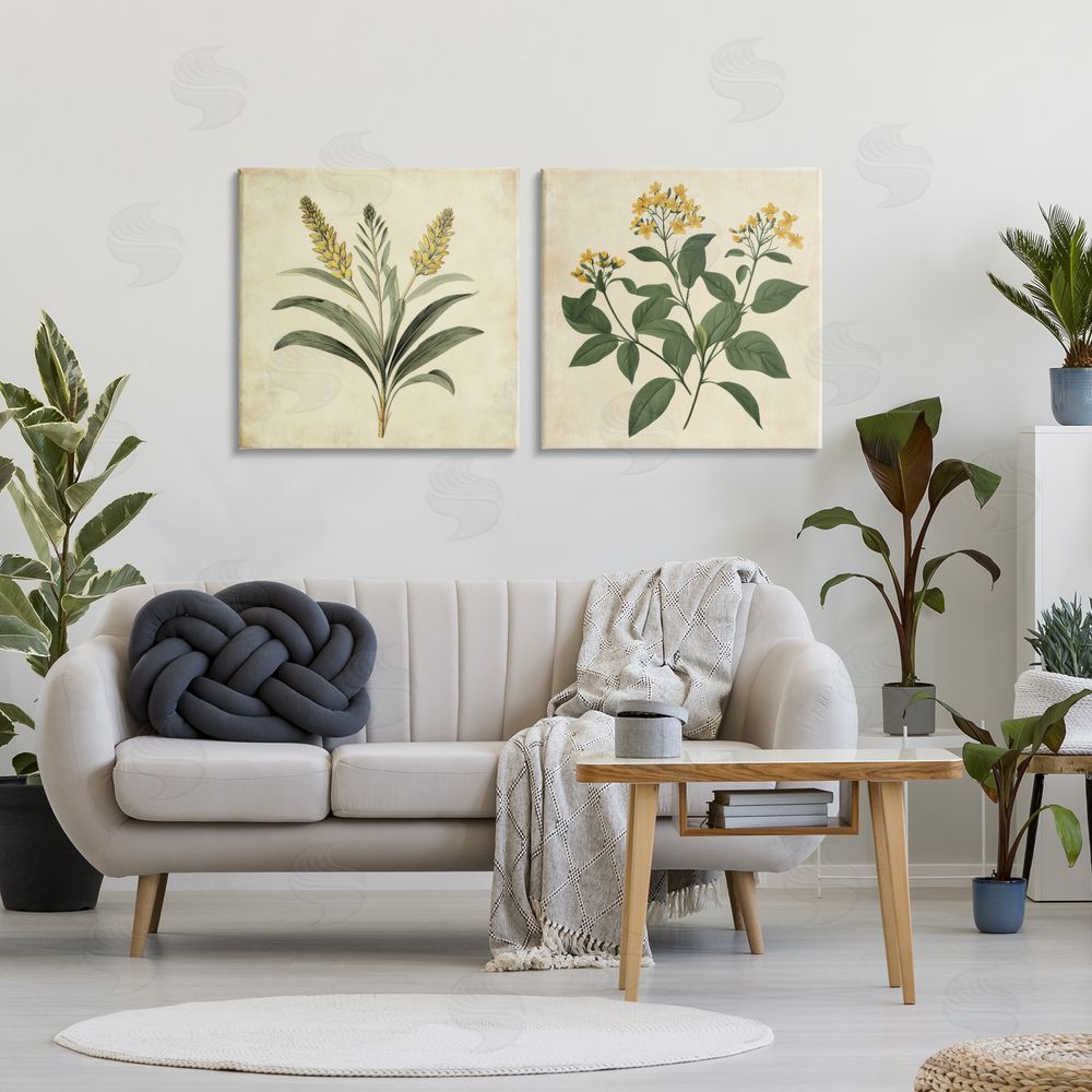 Petal Prints Design Vintage Yellow Bushels and Wheat Canvas Art on Wall