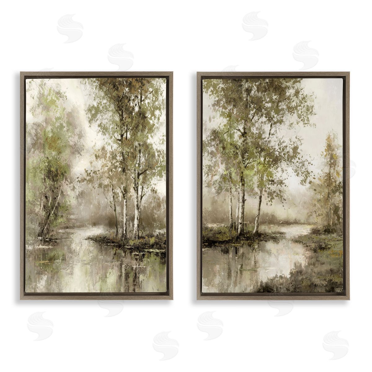 T.C. Chiu Idyllic Spring Forest Brown Floating Frame Canvas Art Set