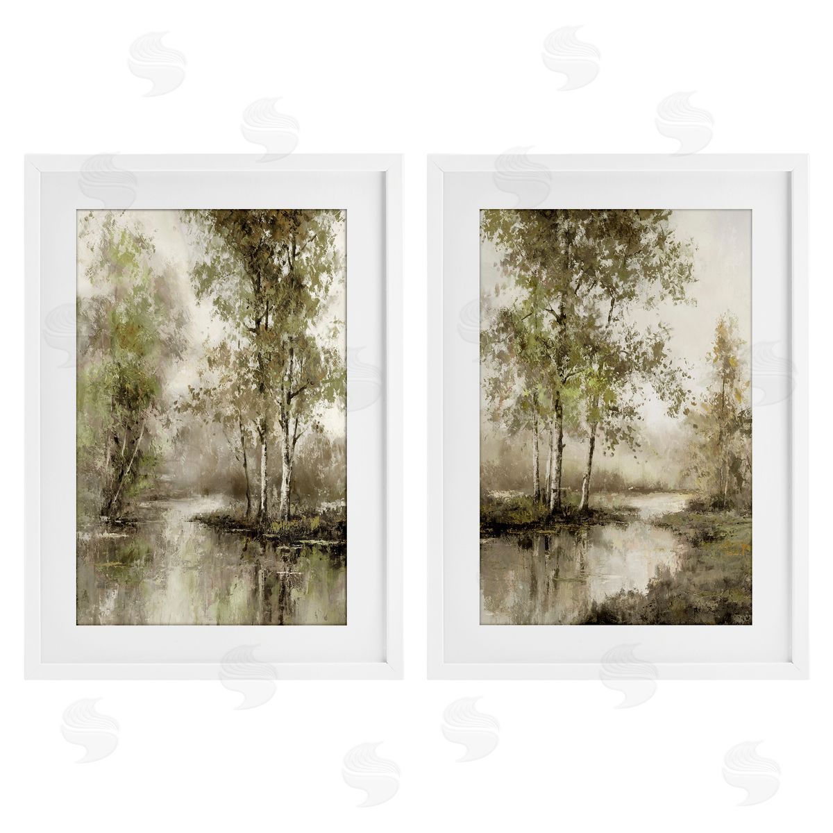 T.C. Chiu Idyllic Spring Forest White Framed Print Under Glass Set