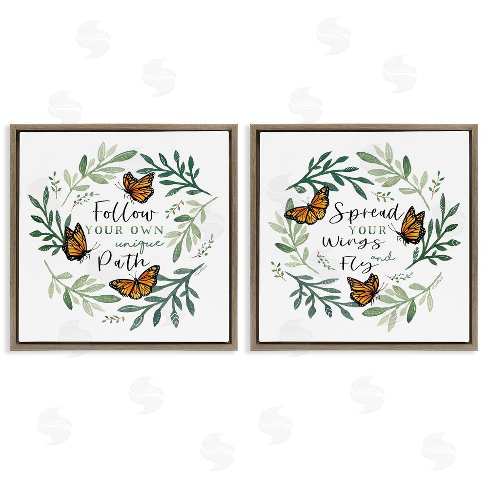 Elizabeth Tyndall Spread Your Wings and Follow Path Brown Floating Frame Canvas Wall Art Print