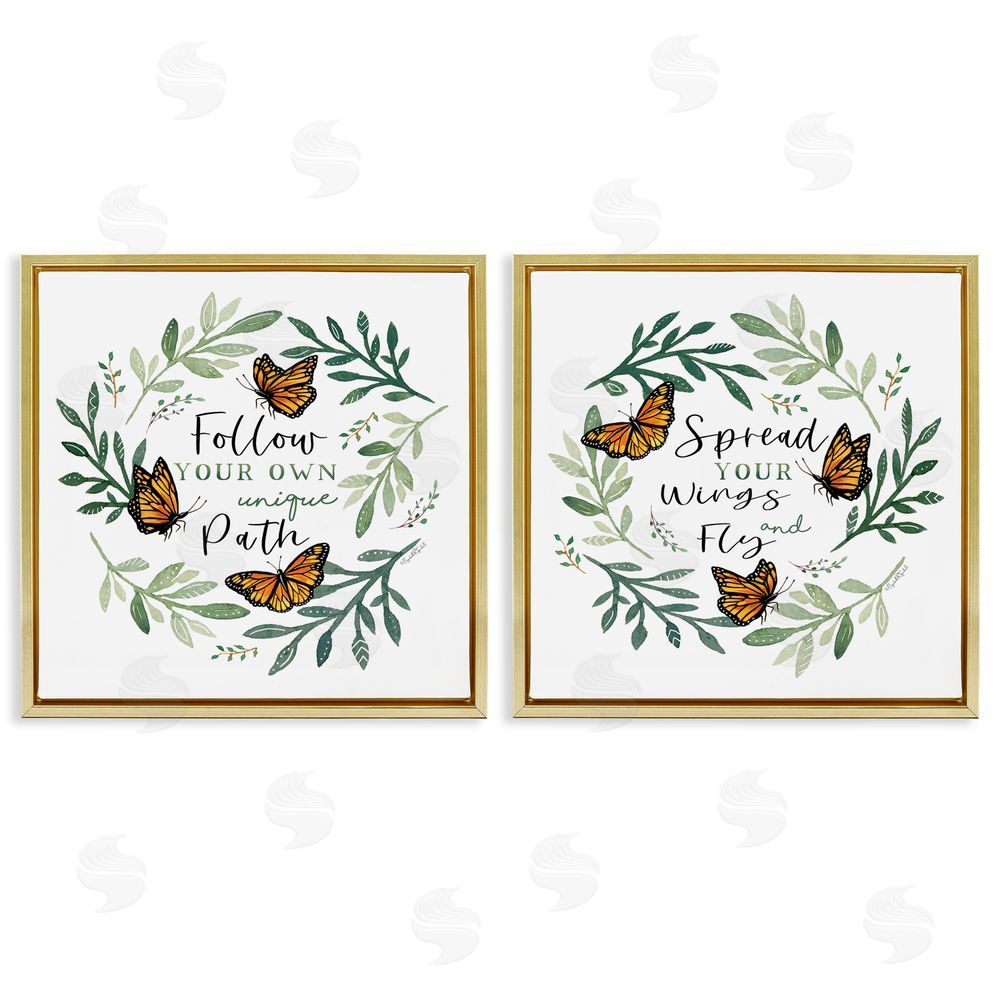 Elizabeth Tyndall Spread Your Wings and Follow Path Gold Floating Frame Canvas Wall Art Print