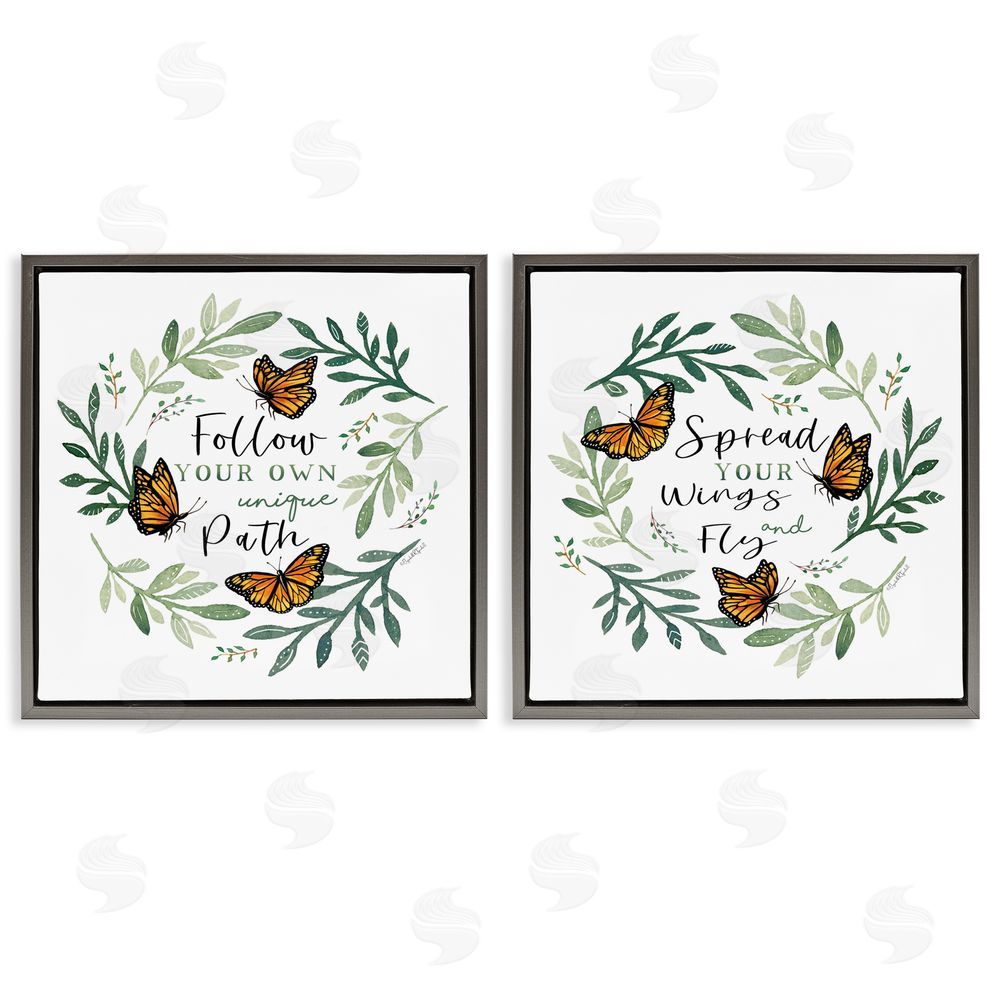 Elizabeth Tyndall Spread Your Wings and Follow Path Gray Floating Frame Canvas Wall Art Print