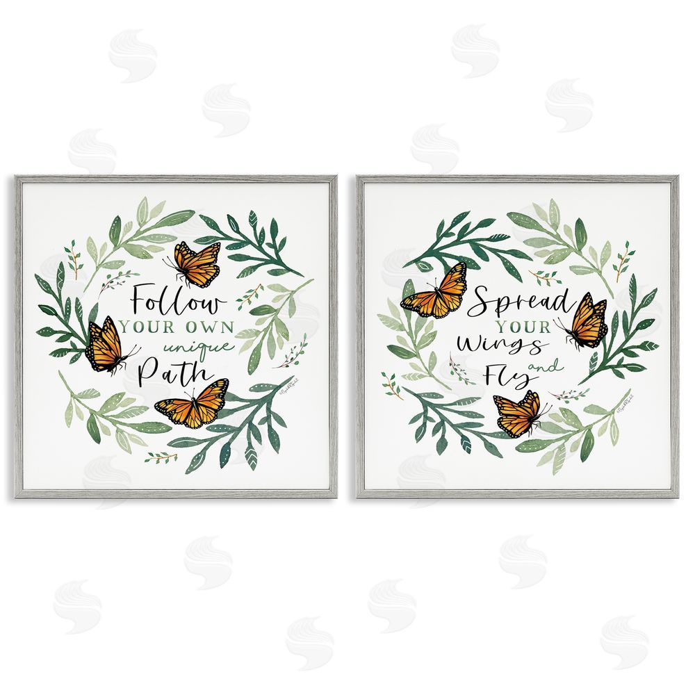 Elizabeth Tyndall Spread Your Wings and Follow Path Gray Framed Giclee Wall Art Print