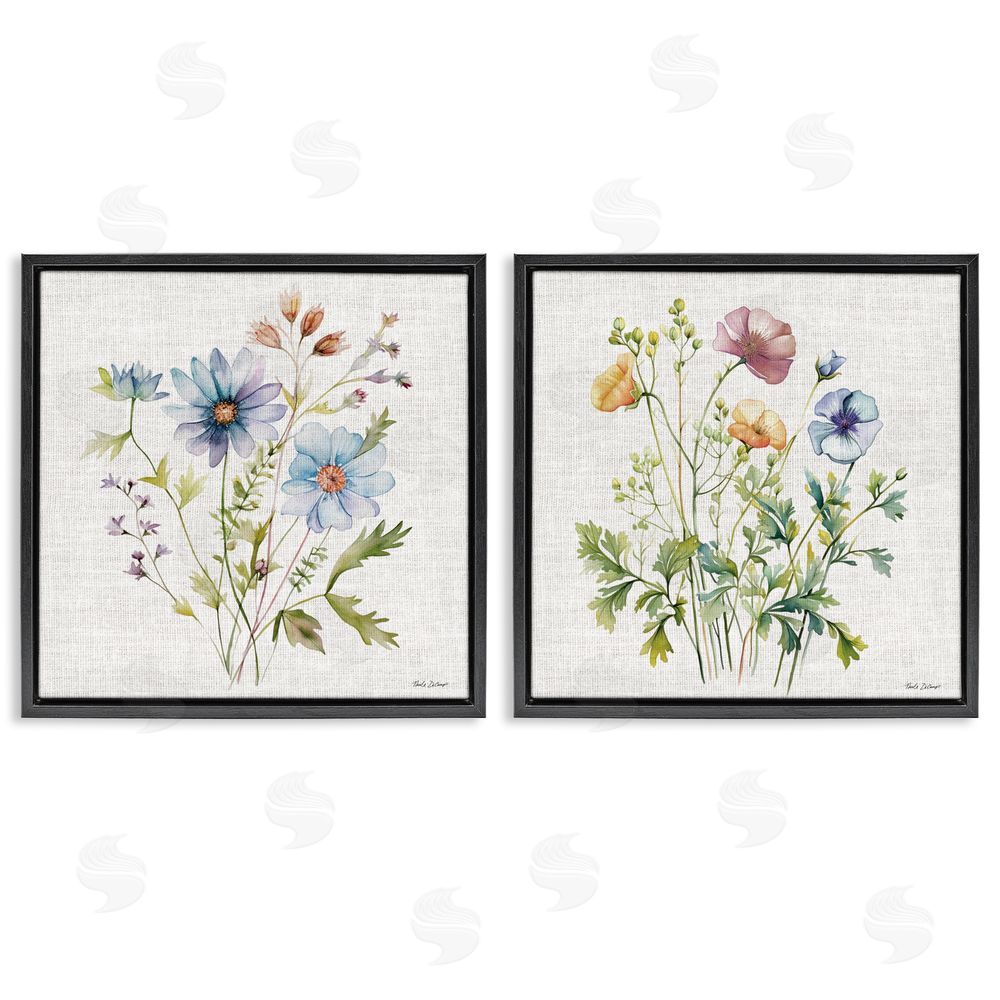 Nicole DeCamp Wild Flower Botanical Bundles Black Floating Frame Canvas Wall Art Print