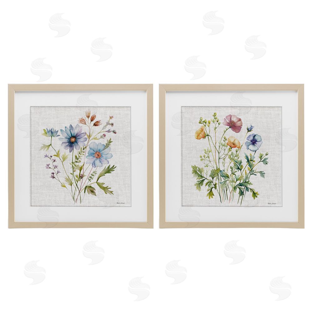 Nicole DeCamp Wild Flower Botanical Bundles Birch Framed Print Under Glass with White Mat Wall Art