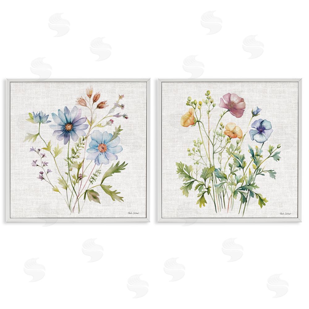 Nicole DeCamp Wild Flower Botanical Bundles White Framed Giclee Wall Art Print
