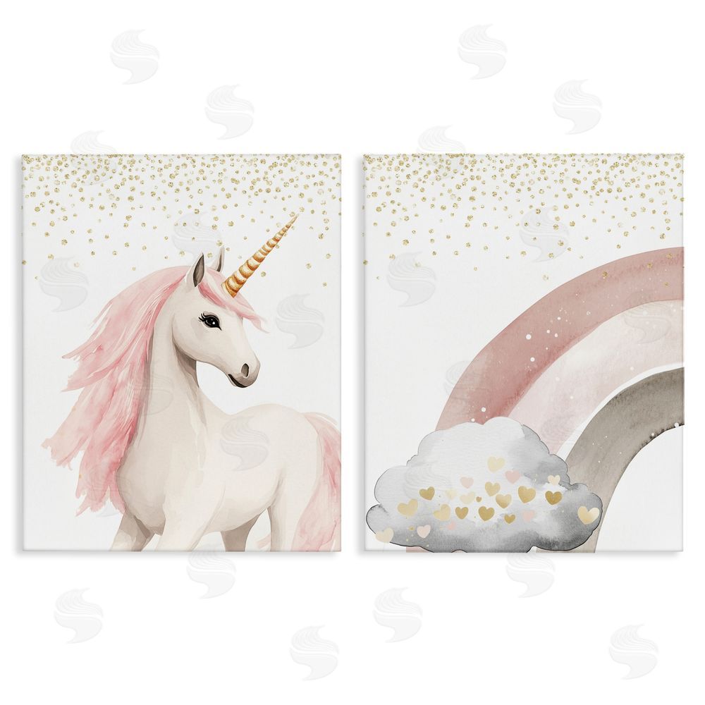 Christine Simpson Art Princess Dreams Unicorn & Rainbow Canvas Wall Art Print