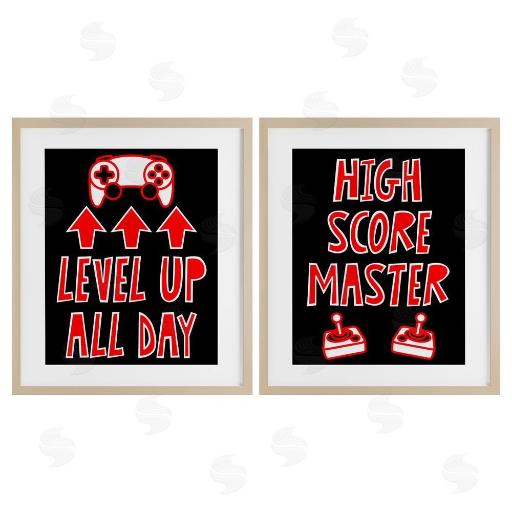 Marcus Prime Level Up High Score Gamer Birch Framed Print Under Glass with White Mat Wall Art
